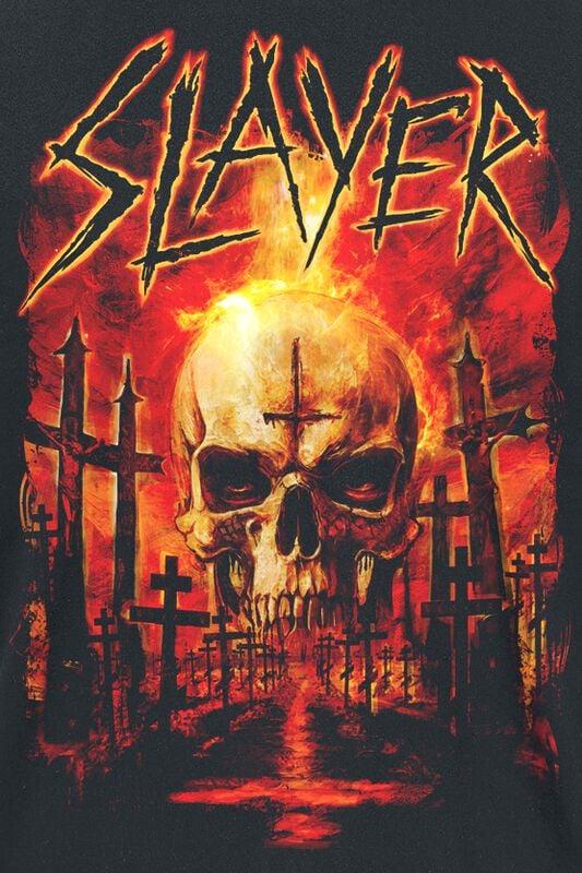 Gothicana By Emp "Flaming Skull Graveyard" T-Shirt Black By Slayer