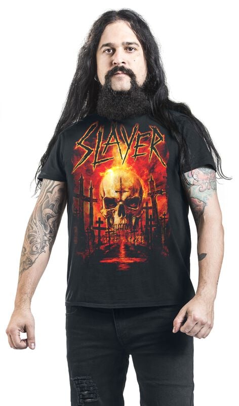 Gothicana By Emp "Flaming Skull Graveyard" T-Shirt Black By Slayer
