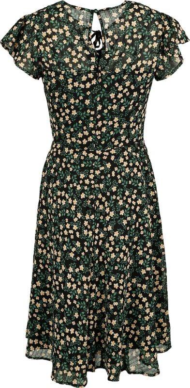 Gothicana By Emp "Floral Flutter Sleeve Flare Dress" Midi Dress Multicolour By Voodoo Vixen