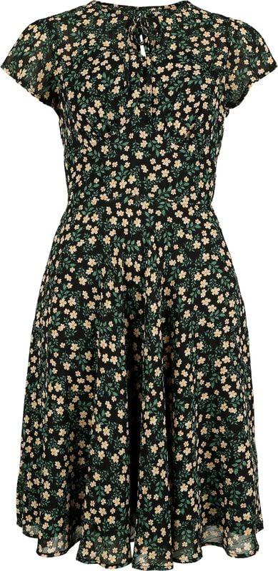 gothicana by emp "Floral Flutter Sleeve Flare Dress" Midi Dress multicolour by Voodoo Vixen