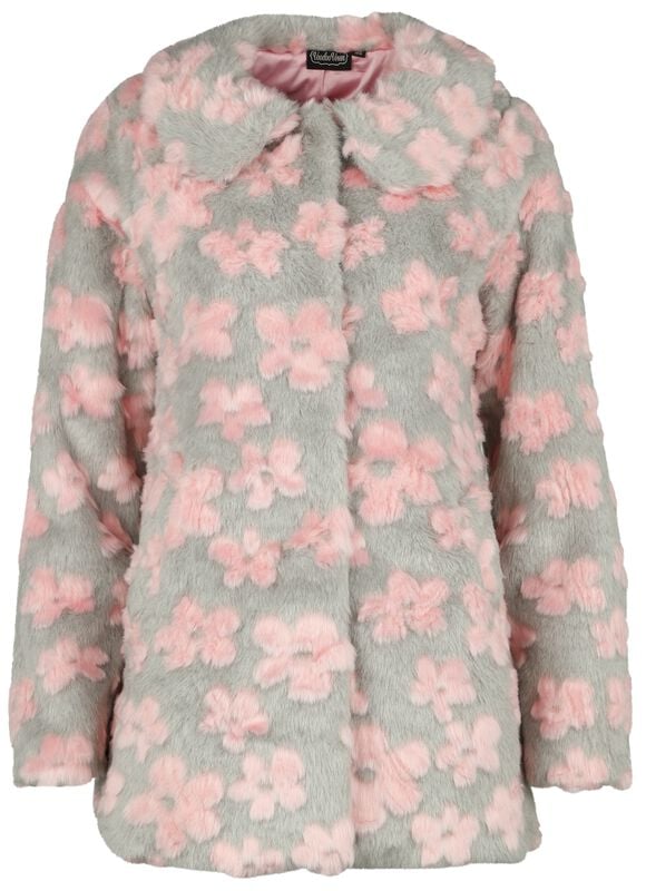 gothicana by emp "Flower patch faux-fur coat" Coats grey-pink by Voodoo Vixen