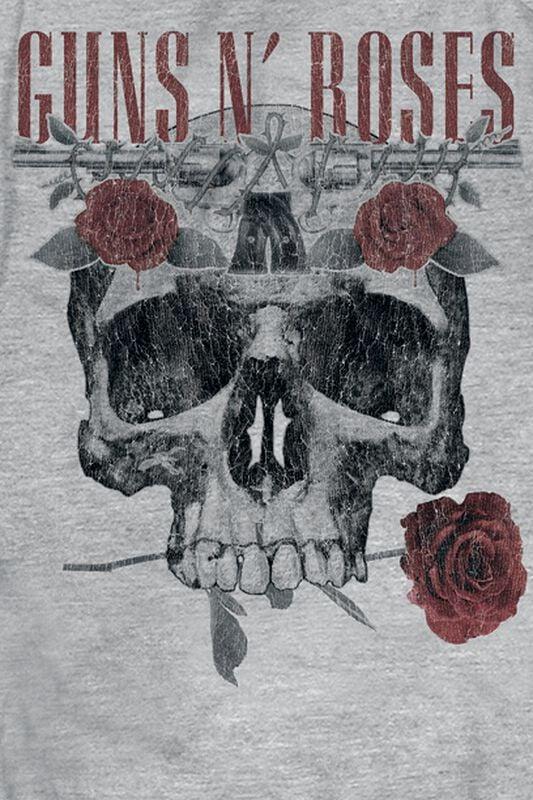 Gothicana By Emp "Flower Skull" Top Mottled Grey By Guns N' Roses