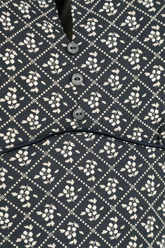 Gothicana By Emp "Flower Souvenir Shirt" Long-sleeve Shirt Blue By Vive Maria