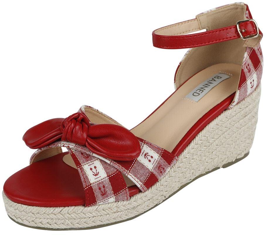 gothicana by emp "Free Spirit Soles" High Heel red-white by Banned Retro