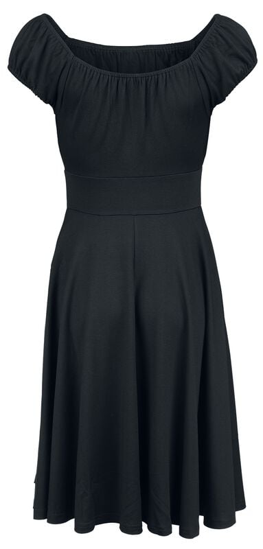 Gothicana By Emp "Gathered Neckline Flare Dress" Midi Dress Black By Voodoo Vixen