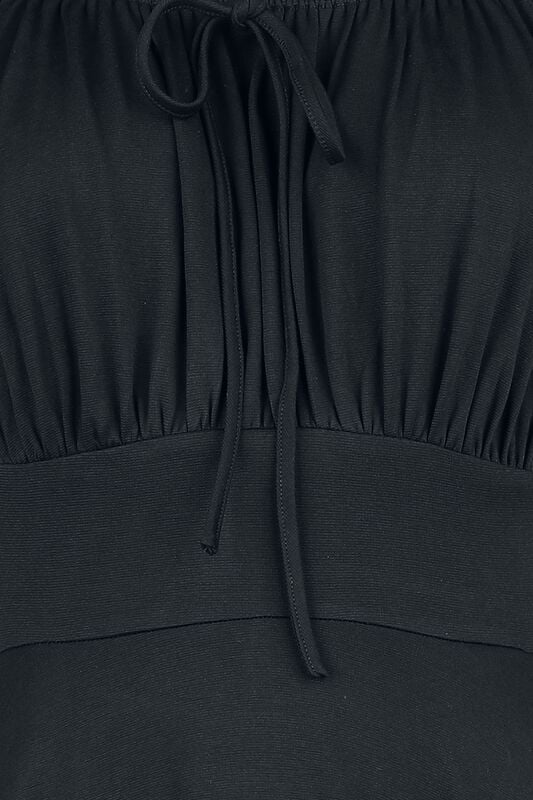 Gothicana By Emp "Gathered Neckline Flare Dress" Midi Dress Black By Voodoo Vixen
