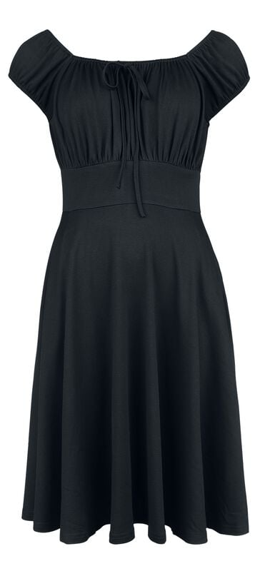gothicana by emp "Gathered Neckline Flare Dress" Midi Dress black by Voodoo Vixen