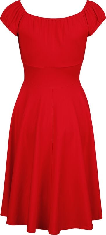 Gothicana By Emp "Gathered Neckline Flare Dress" Midi Dress Red By Voodoo Vixen