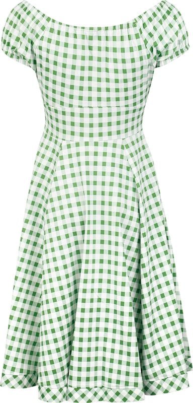 Gothicana By Emp "Gemma Gingham Swing Dress" Midi Dress White-green By H&R London