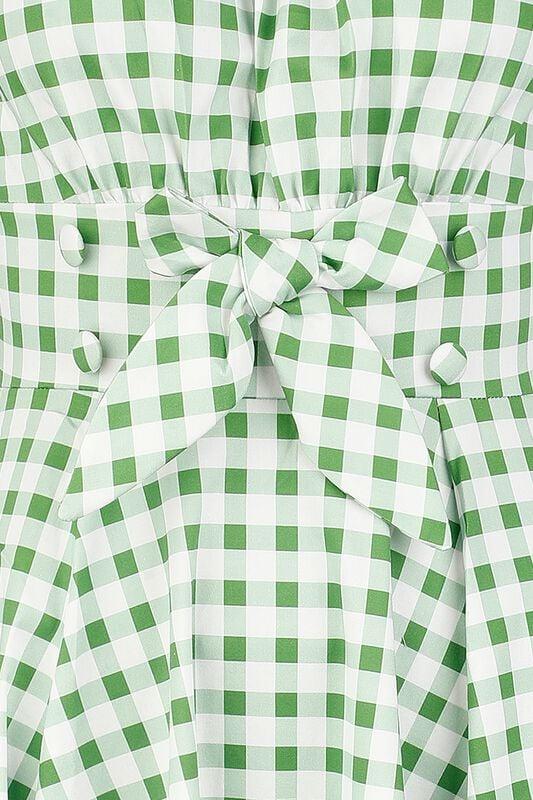 Gothicana By Emp "Gemma Gingham Swing Dress" Midi Dress White-green By H&R London