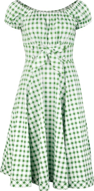 gothicana by emp "Gemma Gingham Swing Dress" Midi Dress white-green by H&R London
