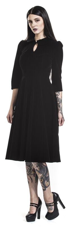Gothicana By Emp "Glamorous Velvet Tea Dress" Midi Dress Black By H&R London