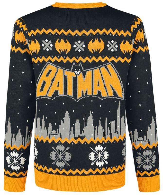 Gothicana By Emp "Gotham" Christmas Jumper Black-grey-yellow By Batman