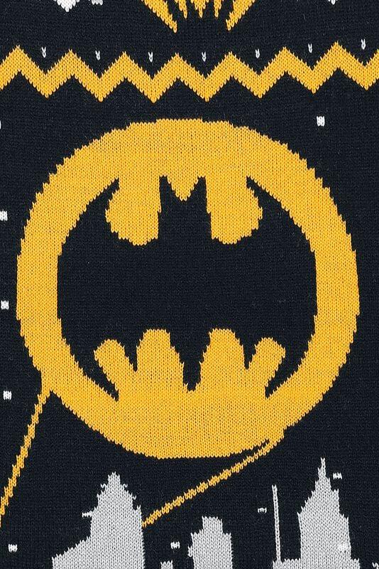 Gothicana By Emp "Gotham" Christmas Jumper Black-grey-yellow By Batman