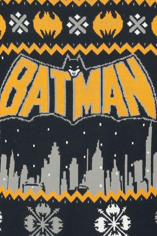 Gothicana By Emp "Gotham" Christmas Jumper Black-grey-yellow By Batman