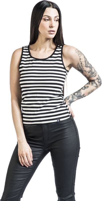 Gothicana By Emp "ALICE" Top Black-white By Forplay