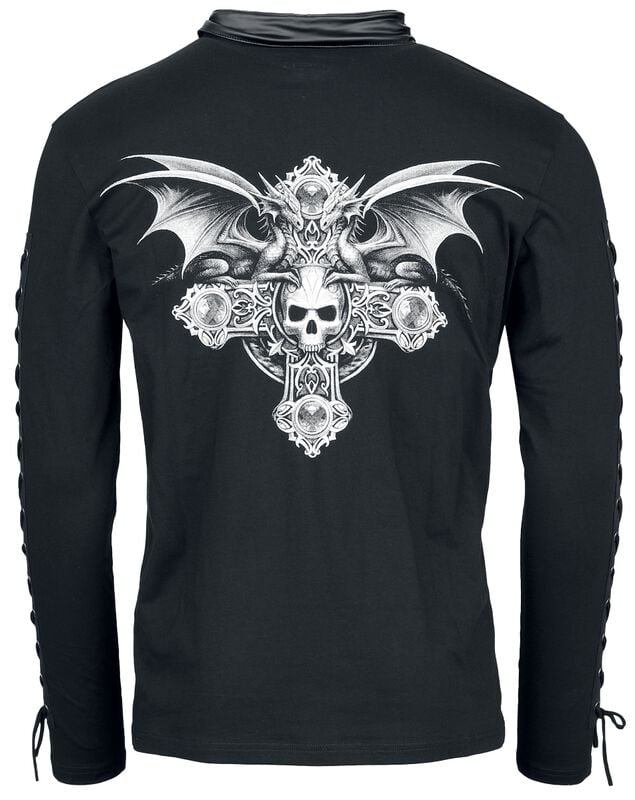 Gothicana By Emp "Gothicana X Anne Stokes Long-sleeved Top" Long-sleeve Shirt Black By Gothicana By EMP