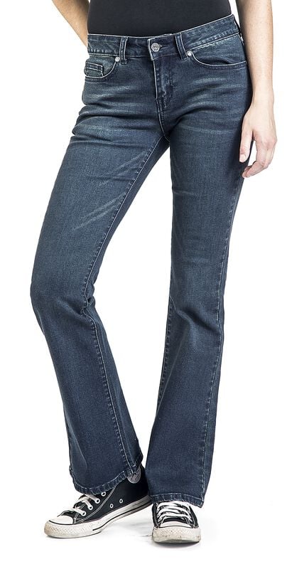Gothicana By Emp "Grace - Dark Blue Jeans With Flare" Jeans Blue By Black Premium By EMP