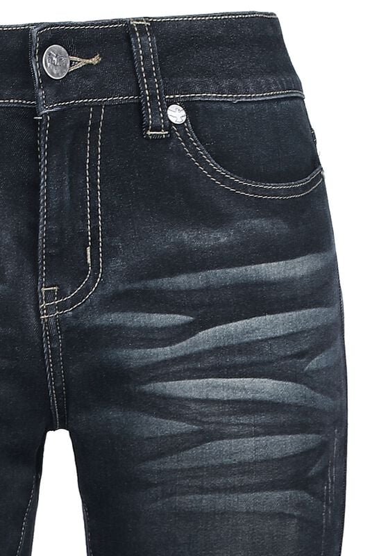 Gothicana By Emp "Grace - Dark-Blue Jeans With Wash And Turn-Up" Jeans Dark Blue By Black Premium By EMP
