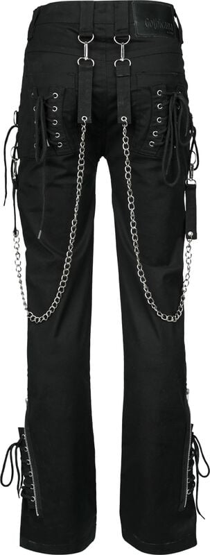 Gothicana By Emp "Grace Trousers With Chains And Lacing" Cloth Trousers Black By Gothicana By EMP