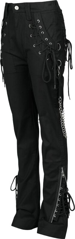 Gothicana By Emp "Grace Trousers With Chains And Lacing" Cloth Trousers Black By Gothicana By EMP