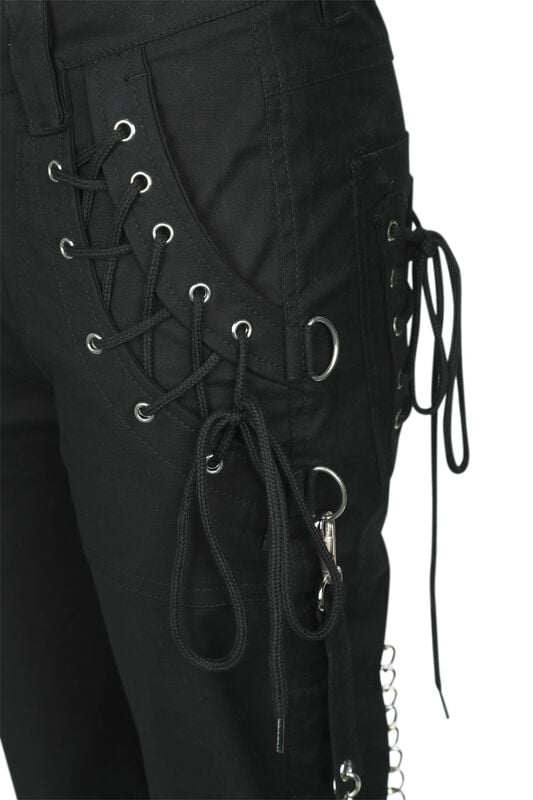 Gothicana By Emp "Grace Trousers With Chains And Lacing" Cloth Trousers Black By Gothicana By EMP