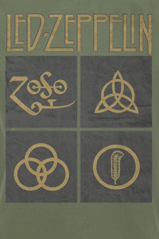 Gothicana By Emp "Green Symbols" T-Shirt Olive By Led Zeppelin
