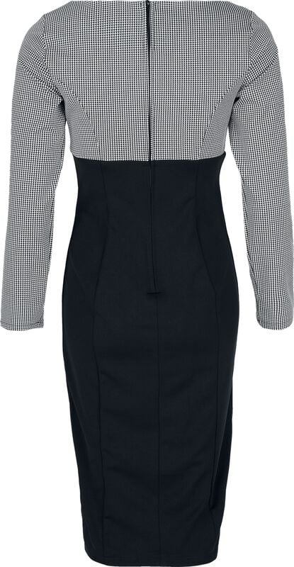 Gothicana By Emp "Grey-Black Wiggle Dress" Midi Dress Black-white By H&R London
