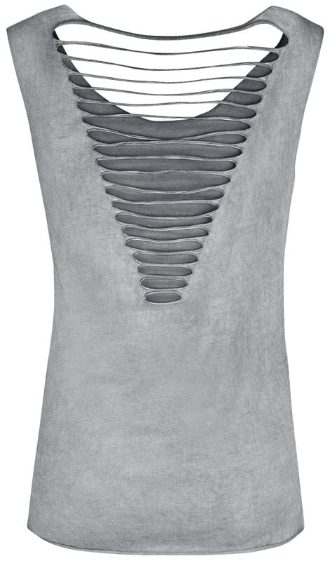 Gothicana By Emp "Grey Top With Cut-Outs And Print" Top Grey By Black Premium By EMP