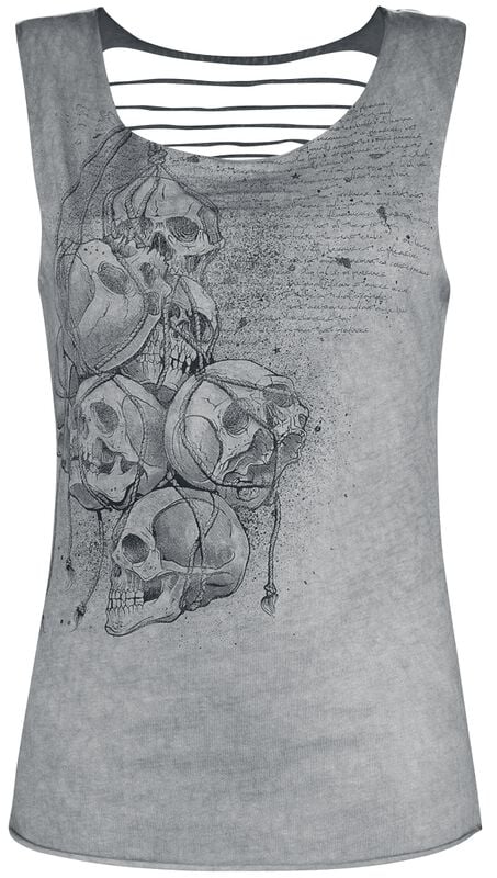 gothicana by emp "Grey Top with Cut-Outs and Print" Top grey by Black Premium by EMP