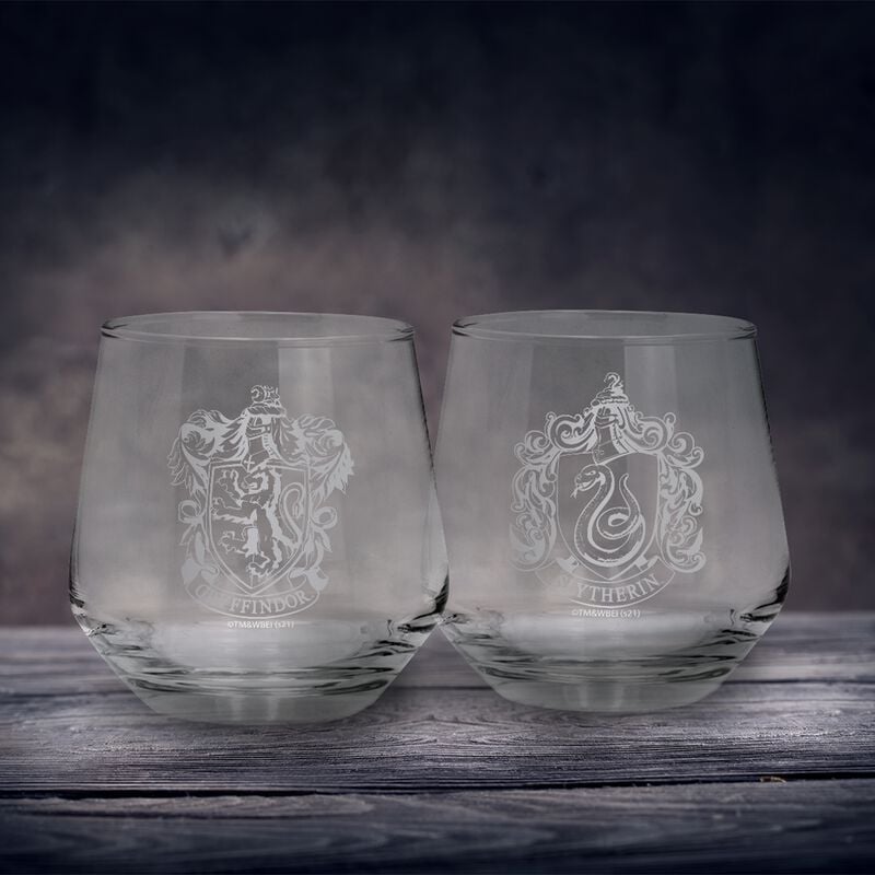 Gothicana By Emp "Gryffindor & Slytherin" Glass Set Transparent By Harry Potter