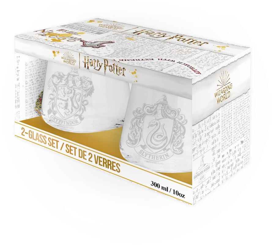 Gothicana By Emp "Gryffindor & Slytherin" Glass Set Transparent By Harry Potter
