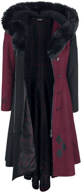 Gothicana By Emp "Harley Quinn" Winter Coat Red-black By Batman