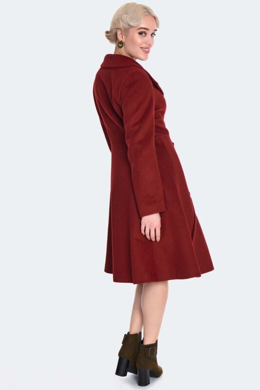 Gothicana By Emp "Heart Button Flare Coat" Coats Red By Voodoo Vixen