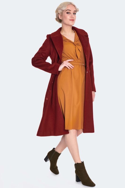 Gothicana By Emp "Heart Button Flare Coat" Coats Red By Voodoo Vixen