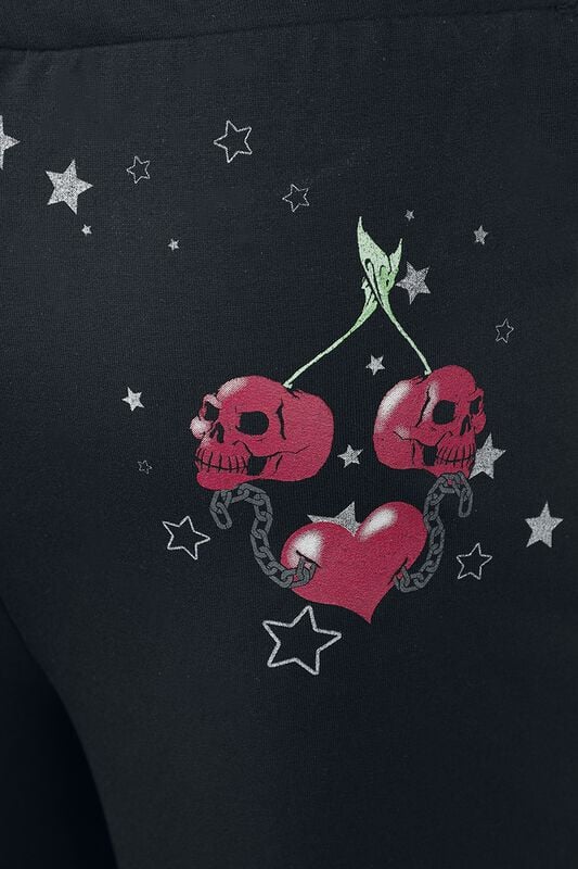 Gothicana By Emp "Heartly Cherries" Cloth Trousers Black By Alchemy England