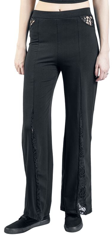Gothicana By Emp "Heartly Cherries" Cloth Trousers Black By Alchemy England