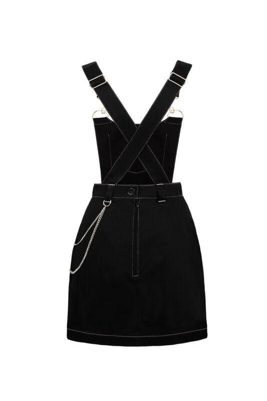 Gothicana By Emp "Hell Bunny X Smiley Originals Dylan Pinafore Dress" Mini Dress Black By Hell Bunny
