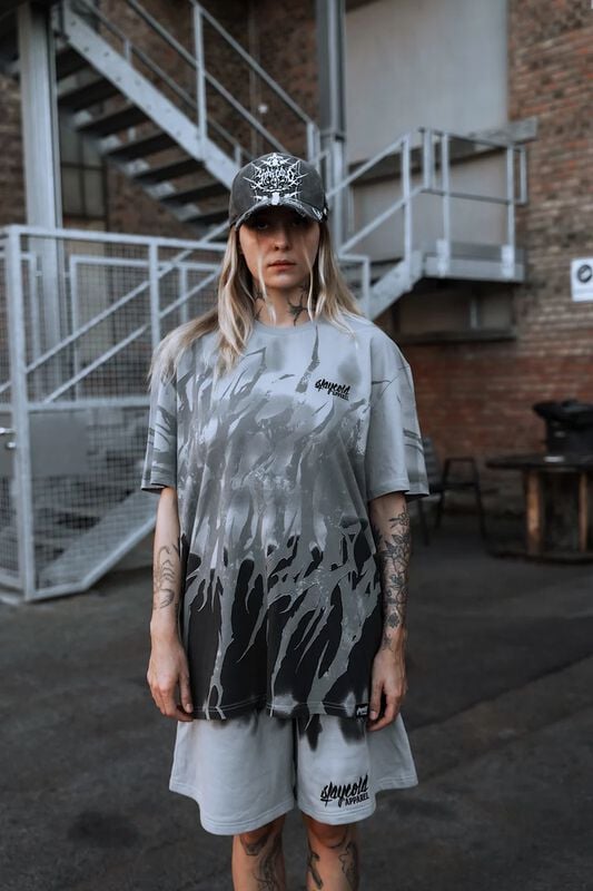 Gothicana By Emp "Hellwire (grey) - Regular T-Shirt (200GSM)" T-Shirt Grey-black By Stay Cold Apparel