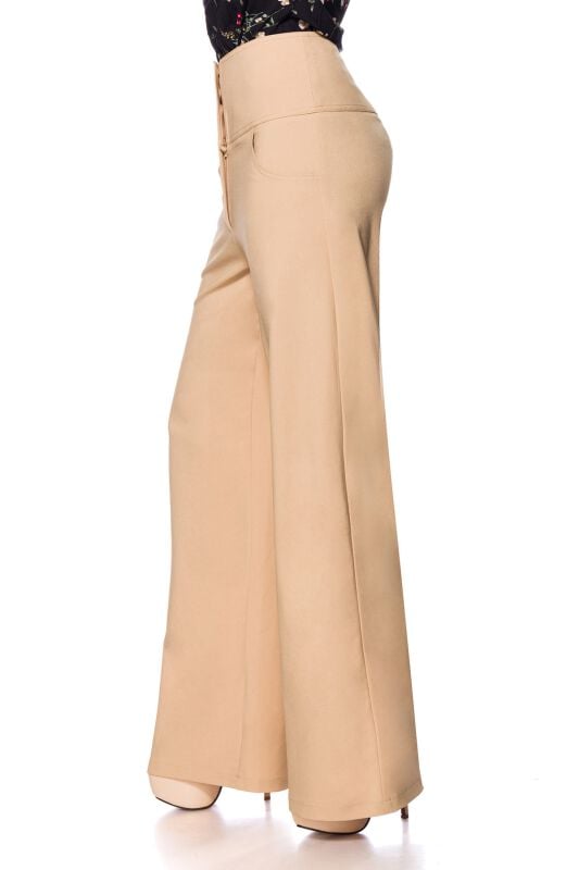 Gothicana By Emp "High Waiste Trousers" Cloth Trousers Beige By Belsira