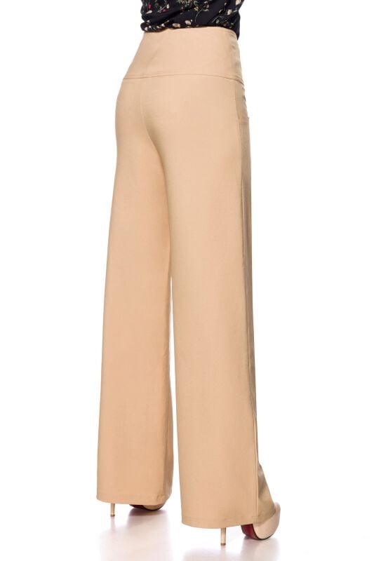 Gothicana By Emp "High Waiste Trousers" Cloth Trousers Beige By Belsira