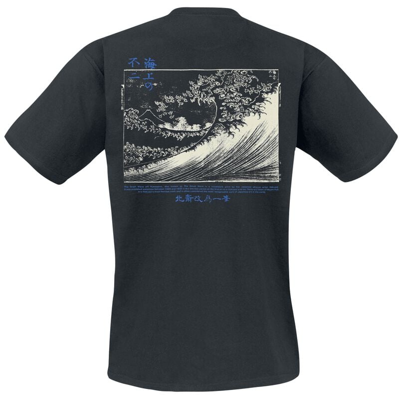 Gothicana By Emp "Hokusai Great Wave Duo Colour Great Wave" T-Shirt Black