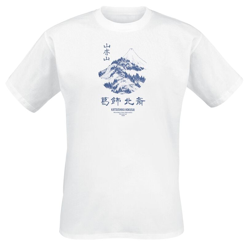 gothicana by emp "Hokusai Great Wave Mountains Upon Mountains" T-Shirt white