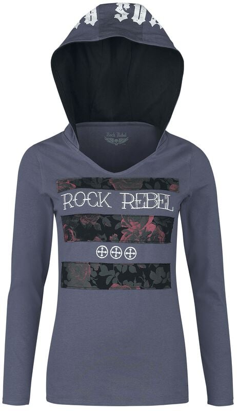 Gothicana By Emp "Hooded Long-sleeved Top" Long-sleeve Shirt Blue By Rock Rebel By EMP