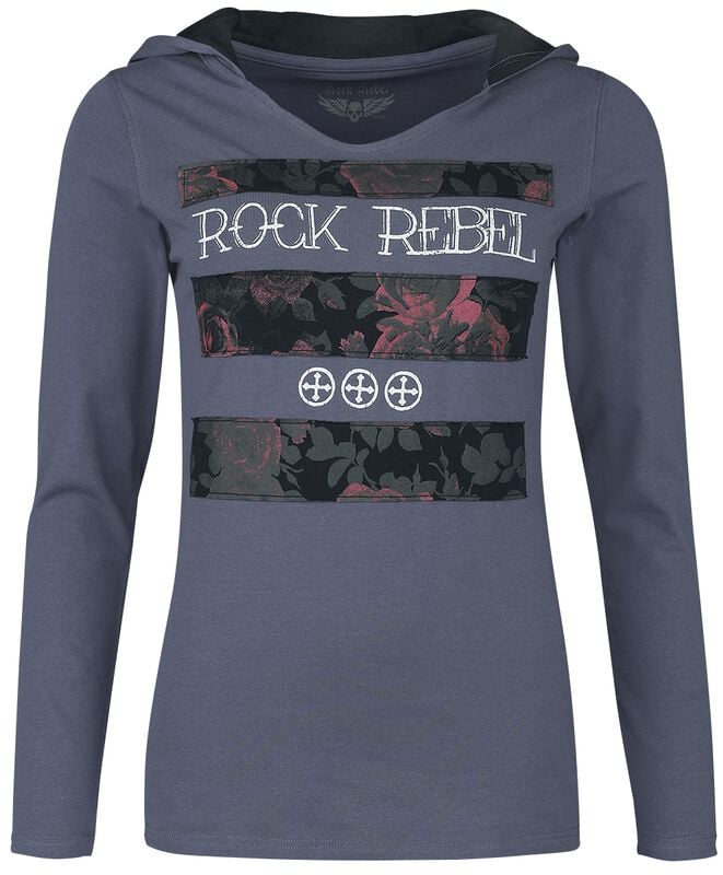 gothicana by emp "Hooded long-sleeved top" Long-sleeve Shirt blue by Rock Rebel by EMP