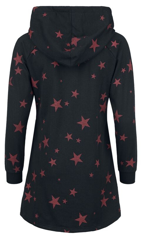 Gothicana By Emp "Hoodie Dress With Stars" Mini Dress Black/dark Red By RED By EMP