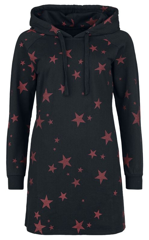 gothicana by emp "Hoodie Dress with Stars" Mini Dress black/dark red by RED by EMP