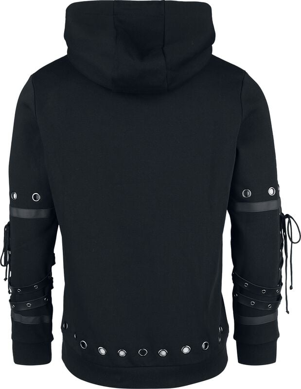 Gothicana By Emp "Hoodie With Rivets And Faux Leather Details" Hoodie Black By Gothicana By EMP