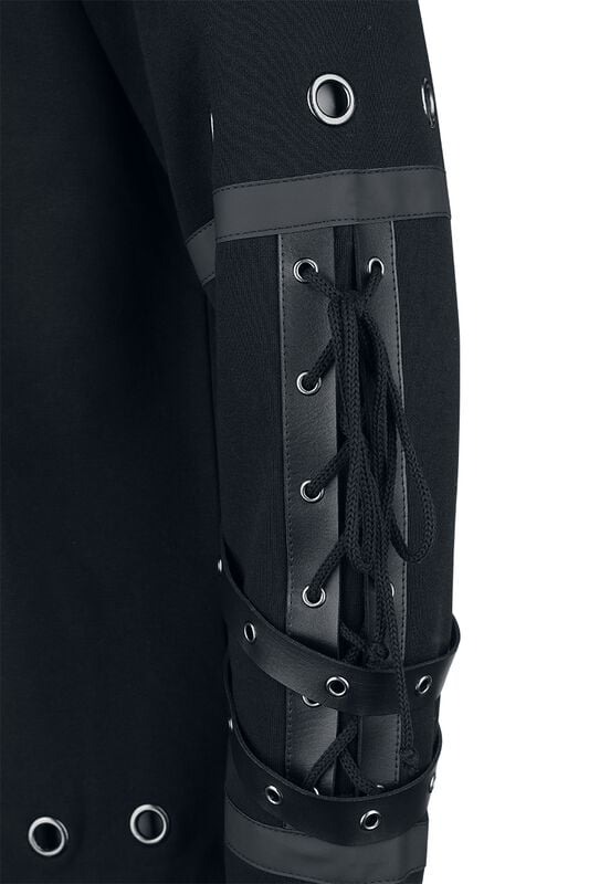 Gothicana By Emp "Hoodie With Rivets And Faux Leather Details" Hoodie Black By Gothicana By EMP