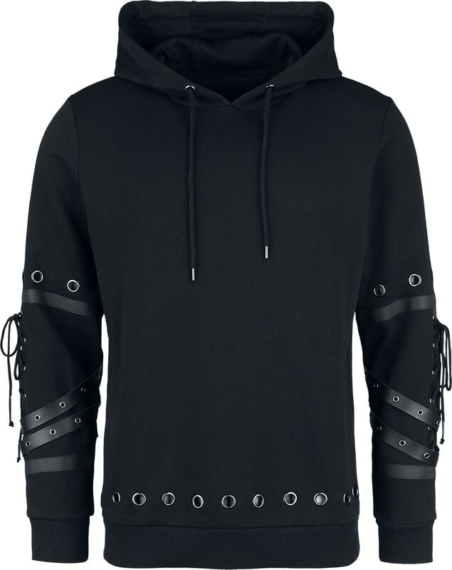 gothicana by emp "Hoodie with rivets and faux leather details" Hoodie black by Gothicana by EMP